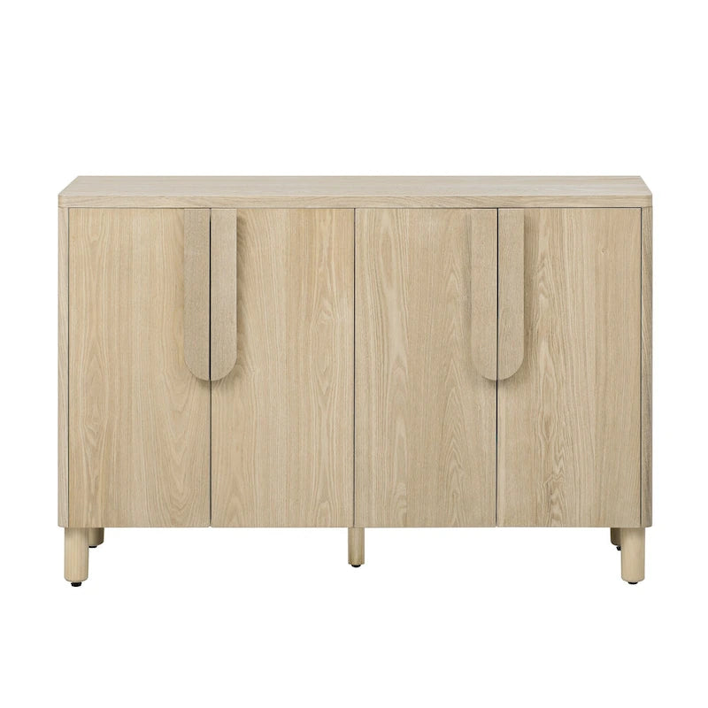 4-Door Buffet Cabinet with Storage, Wood Sideboard Cabinet with Unique Arc Handles and Adjustable Shelves for Dining Room