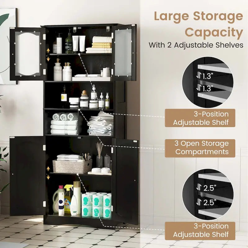 Costway 58.5 Tall Bathroom Storage Cabinet Freestanding Linen Cabinet - See Details