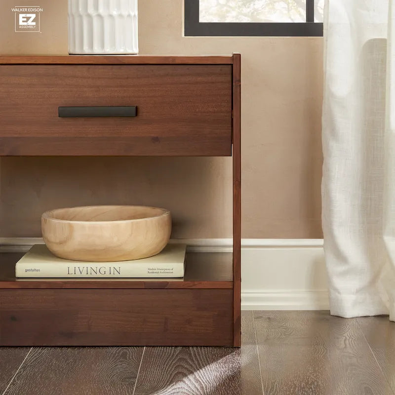 Walker Edison Modern Easy Assembly 1-Drawer Solid Wood Nightstand