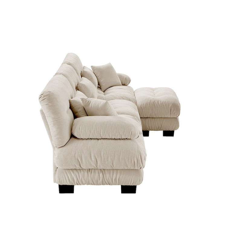 L-Shaped Indoor Sectional Sofa Cloud Couch with Ottoman