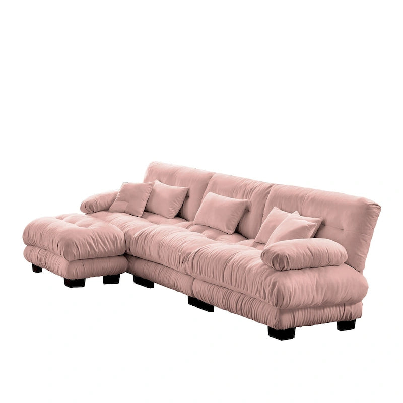 L-Shaped Indoor Sectional Sofa Cloud Couch with Ottoman