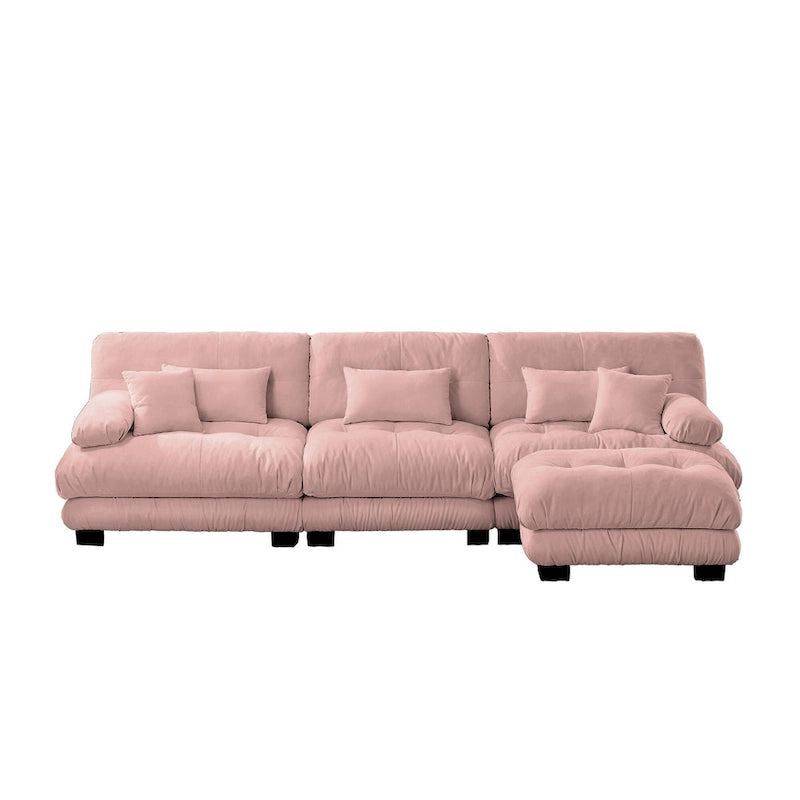 L-Shaped Indoor Sectional Sofa Cloud Couch with Ottoman