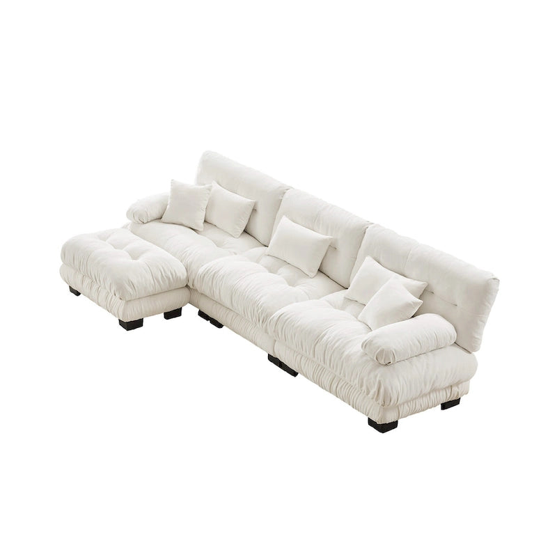 L-Shaped Indoor Sectional Sofa Cloud Couch with Ottoman