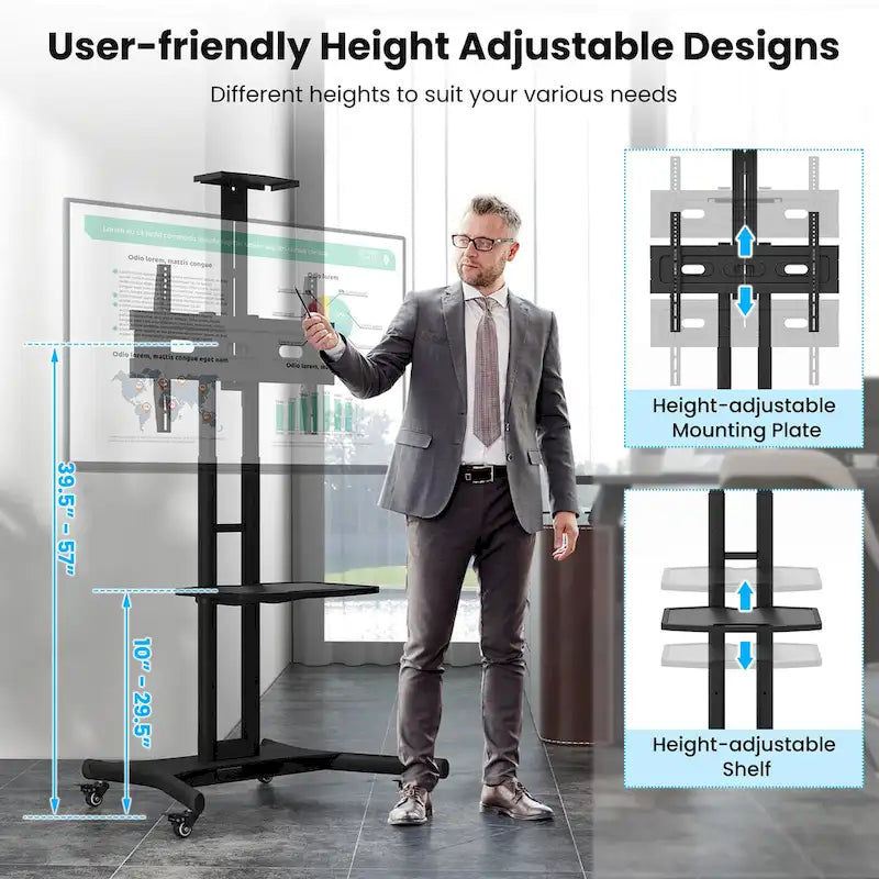 Gymax Mobile TV Stand for 32-82 LCD LED Flat Screen TVs up to 132
