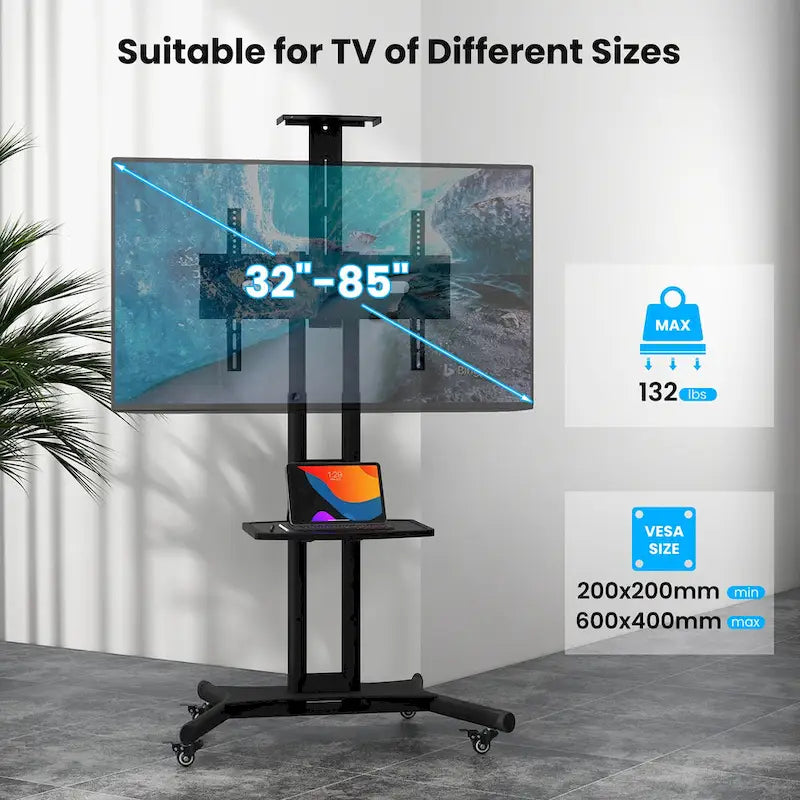 Gymax Mobile TV Stand for 32-82 LCD LED Flat Screen TVs up to 132