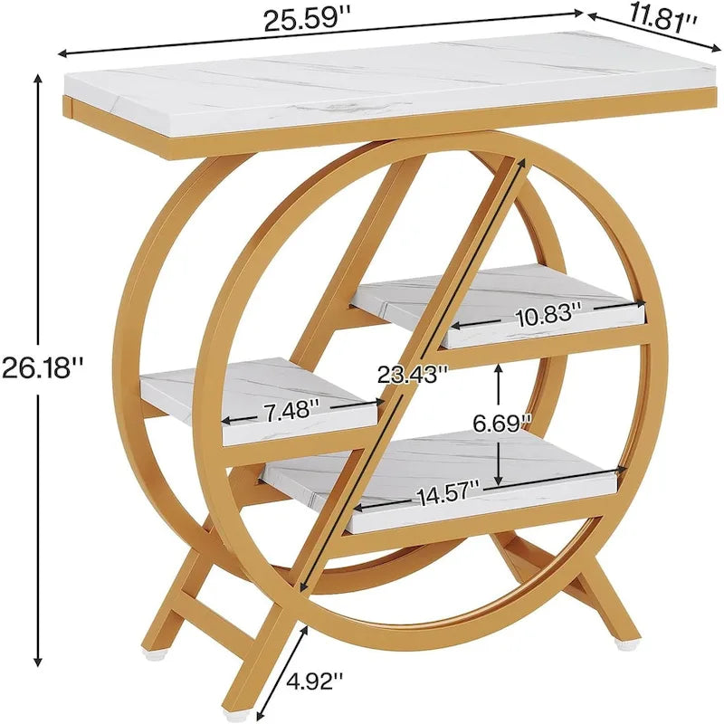 3-Tier End Table Narrow Side Table for Living Room