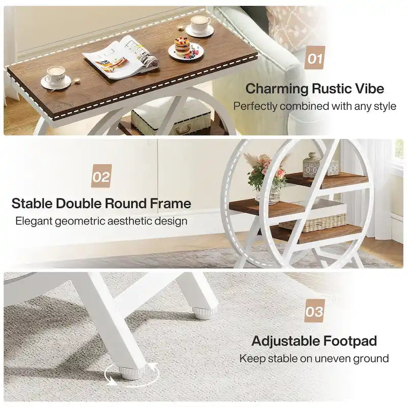 3-Tier End Table Narrow Side Table for Living Room