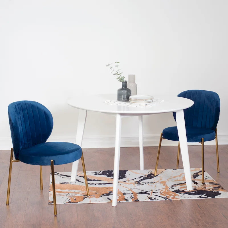 Modern Dining Set with Round Table & Velvet Tufted Chairs