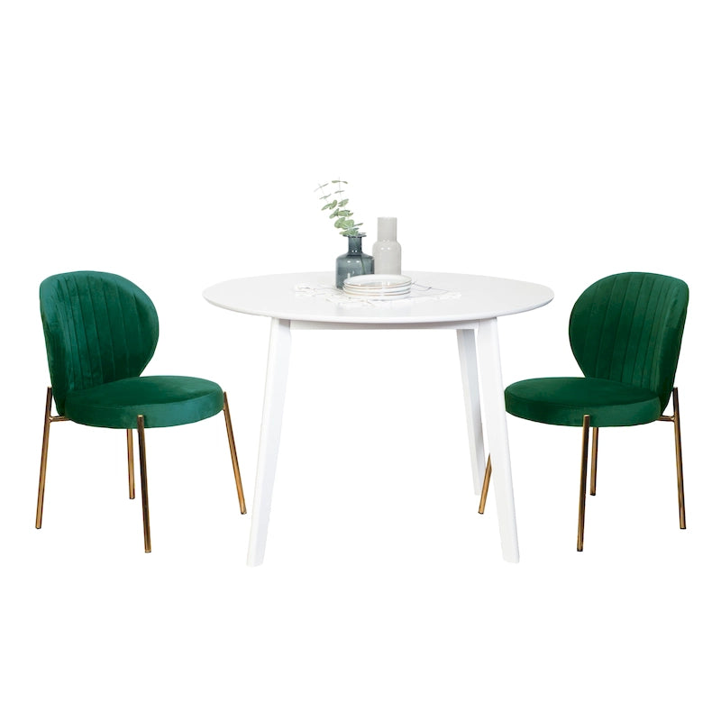 Modern Dining Set with Round Table & Velvet Tufted Chairs