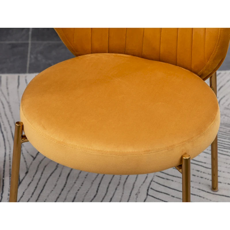 Modern Dining Set with Round Table & Velvet Tufted Chairs