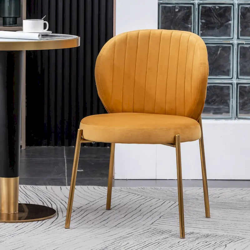 Modern Dining Set with Round Table & Velvet Tufted Chairs