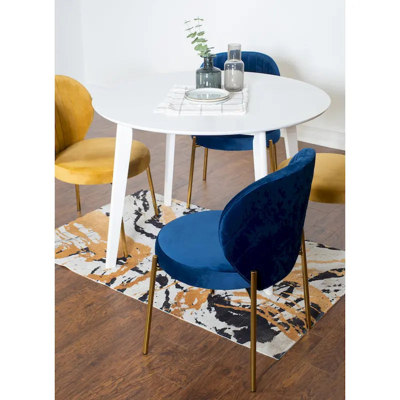 Modern Dining Set with Round Table & Velvet Tufted Chairs