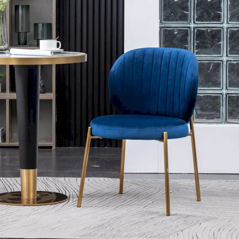 Modern Dining Set with Round Table & Velvet Tufted Chairs