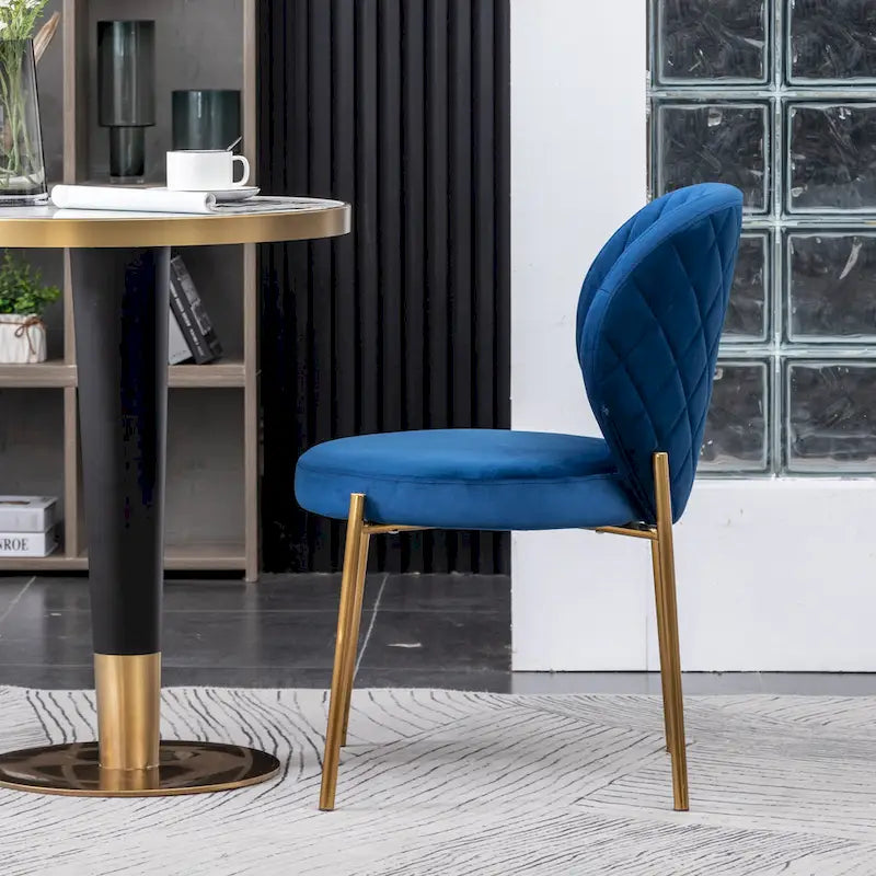 Modern Dining Set with Round Table & Velvet Tufted Chairs