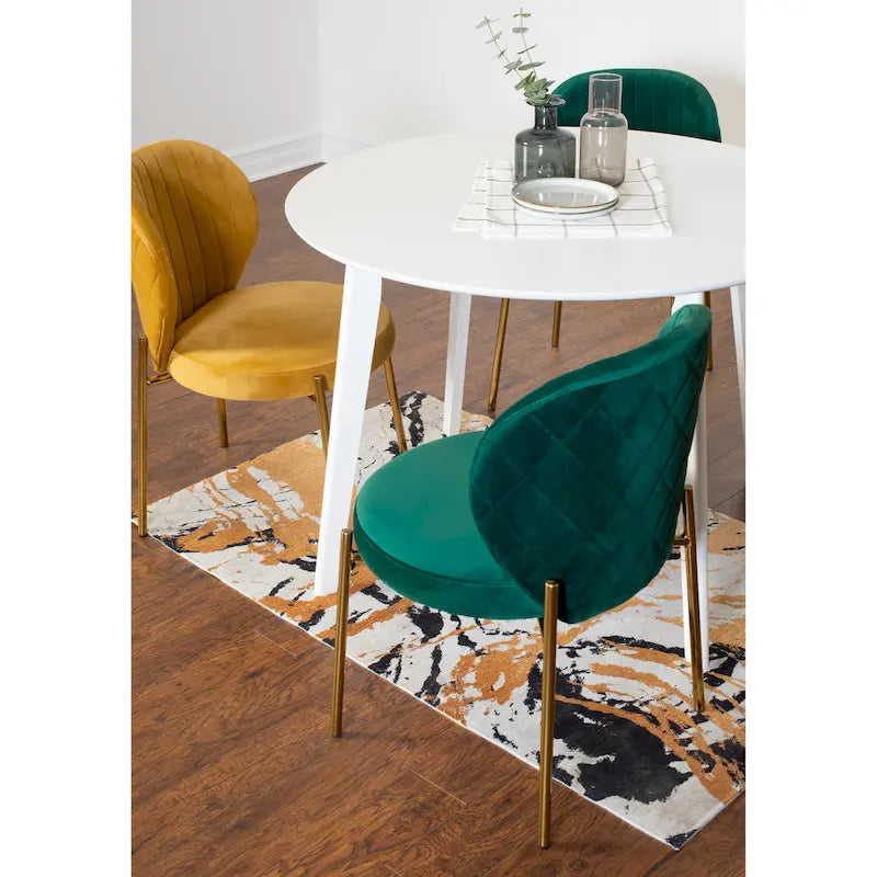 Modern Dining Set with Round Table & Velvet Tufted Chairs