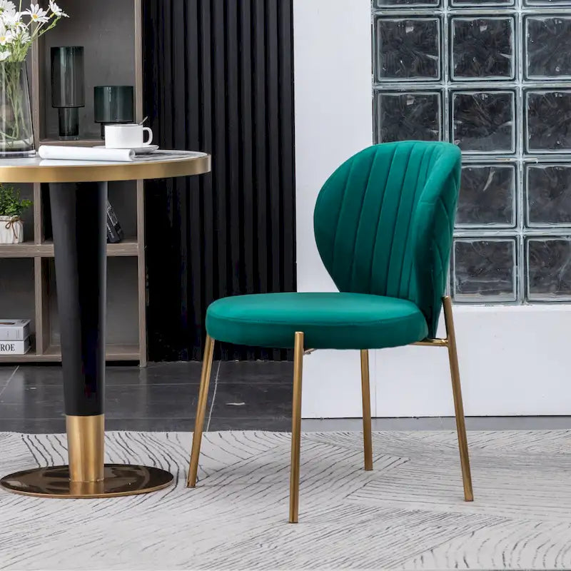 Modern Dining Set with Round Table & Velvet Tufted Chairs