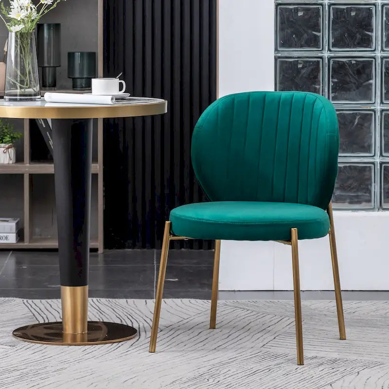 Modern Dining Set with Round Table & Velvet Tufted Chairs