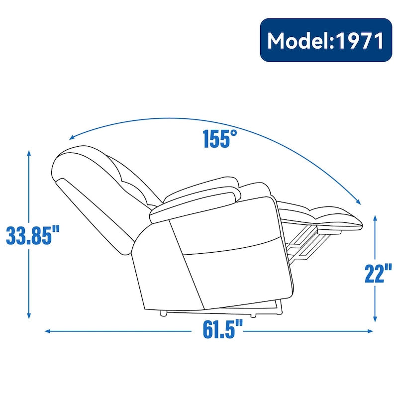Grey Spacious Power Lift Recliner with Massage, Heat, Dual USB Ports, Type C Charging, and Cup Holders