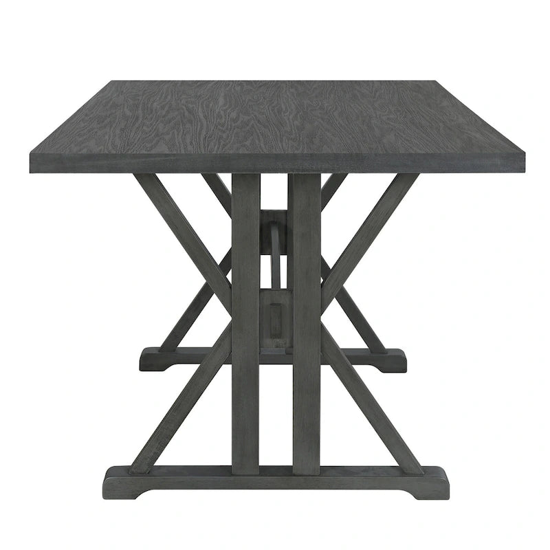 Farmhouse Style 6-Piece Dining Table Set with 4 Upholstered Dining Chairs and Bench