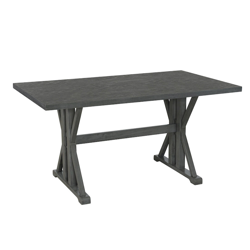 Farmhouse Style 6-Piece Dining Table Set with 4 Upholstered Dining Chairs and Bench