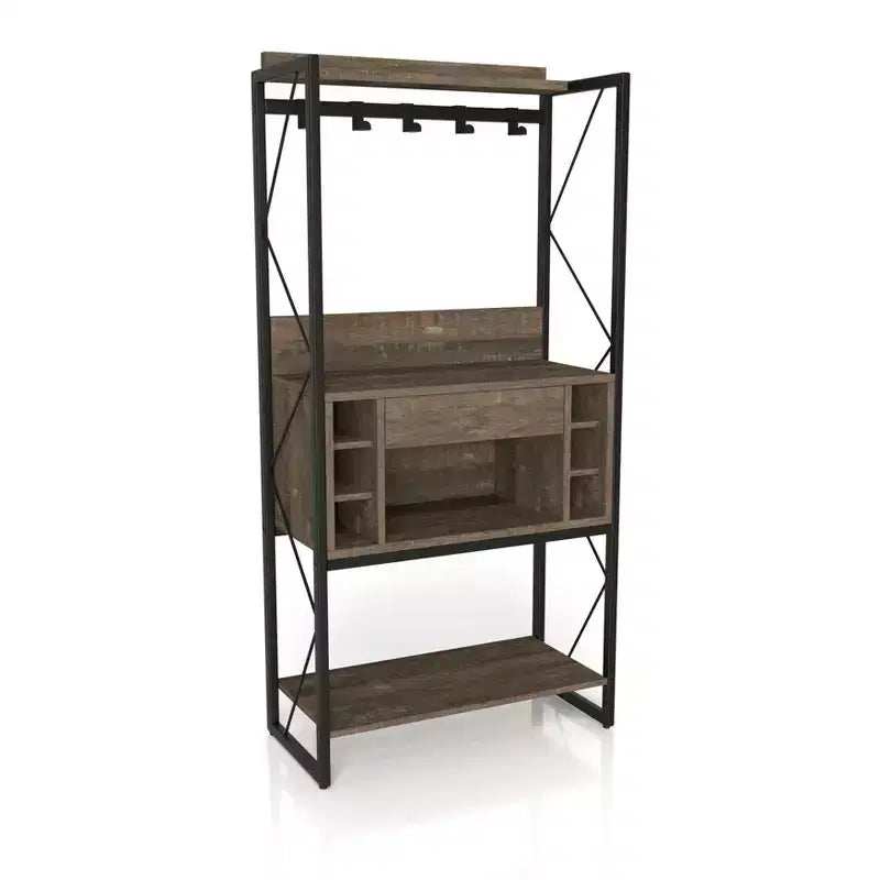 Orella Rustic Baker's Rack Reclaimed Oak - miBasics: Industrial Style, 3 Fixed Shelves, Metal Frame, 67"H