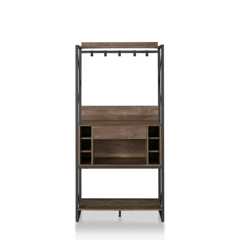 Étagère de boulanger rustique chêne recyclé style industriel, 3 étagères fixes, cadre en métal, 170 cm H