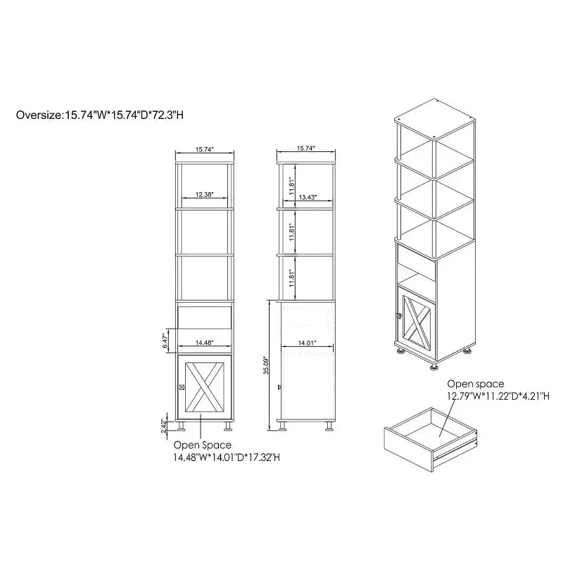 Bibliothèque multi-rangements Clander 72,3" : Structure en fer, meuble avec porte coulissante type "grange" - HOMES: Inside + Out