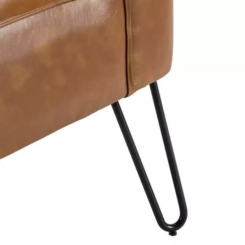 Chaise d'appoint contemporaine en similicuir végane avec dossier capitonné et pieds en métal