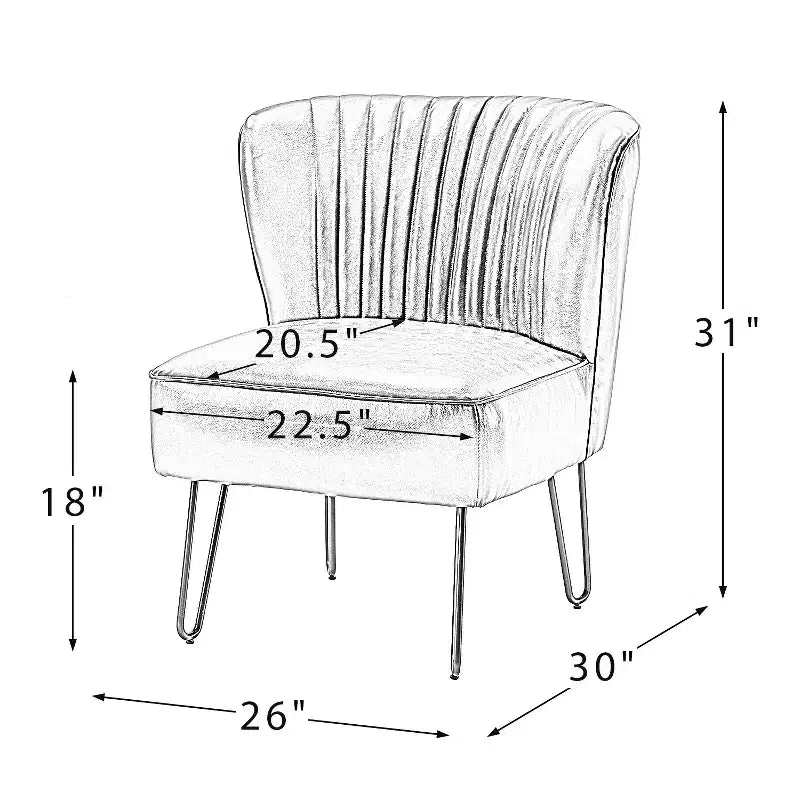 Chaise d'appoint contemporaine en similicuir végane avec dossier capitonné et pieds en métal