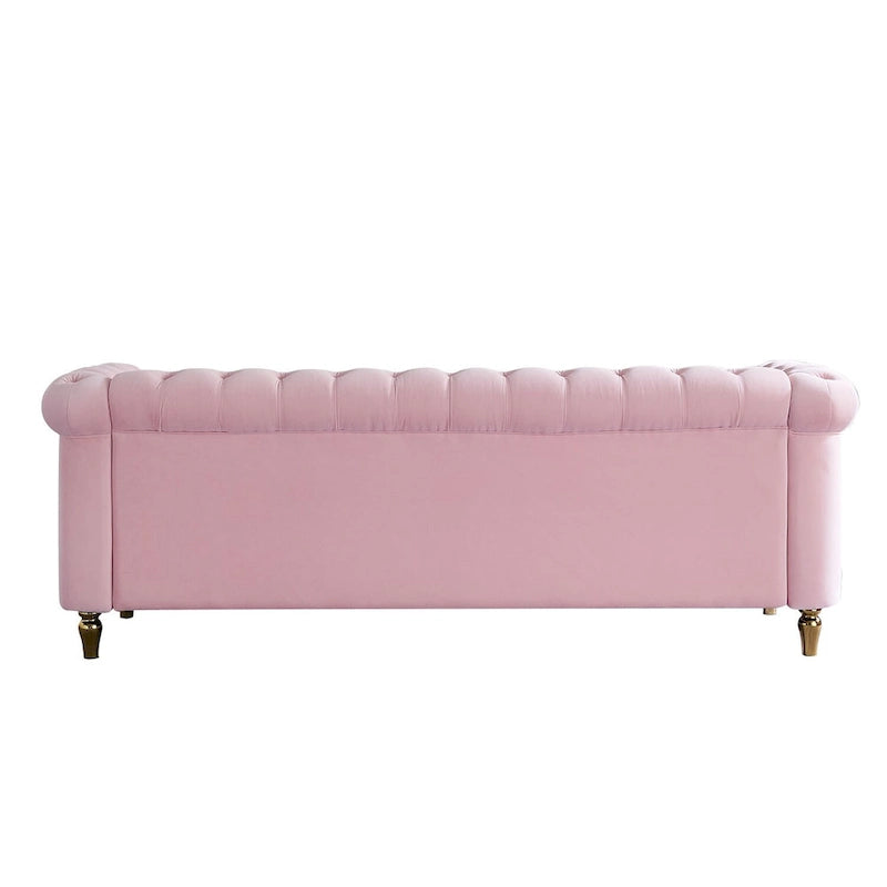 Chesterfield Velvet Sofa with Gold Strip Trim