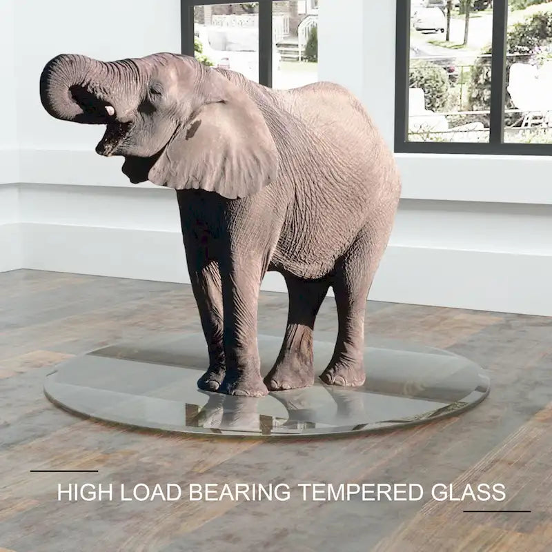 Round Tempered Glass Table Top Clear Glass Thick Beveled Polished Edge