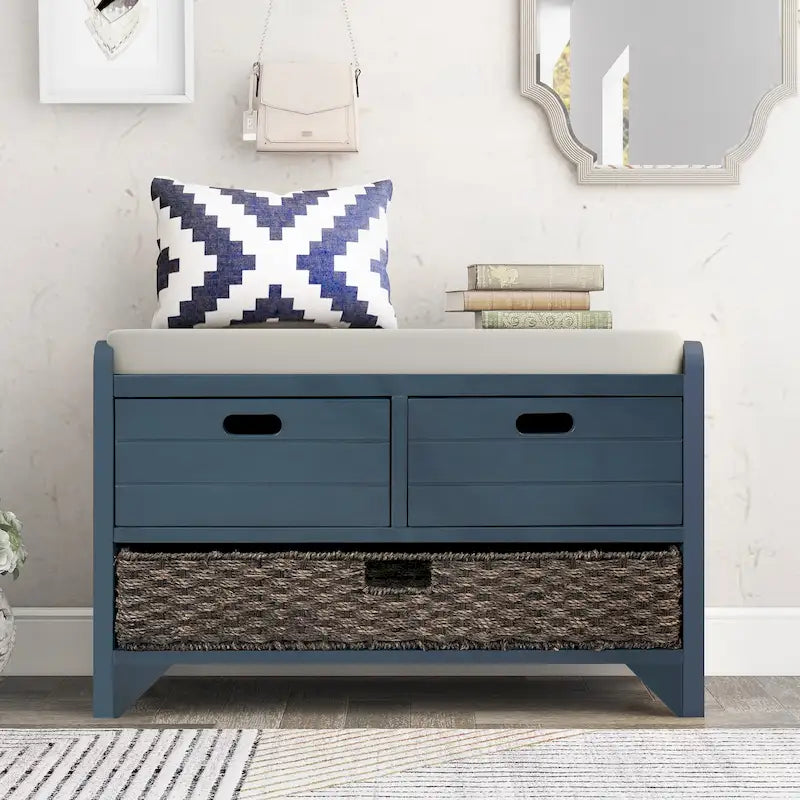 Storage Bench with Removable Basket and 2 Drawers
