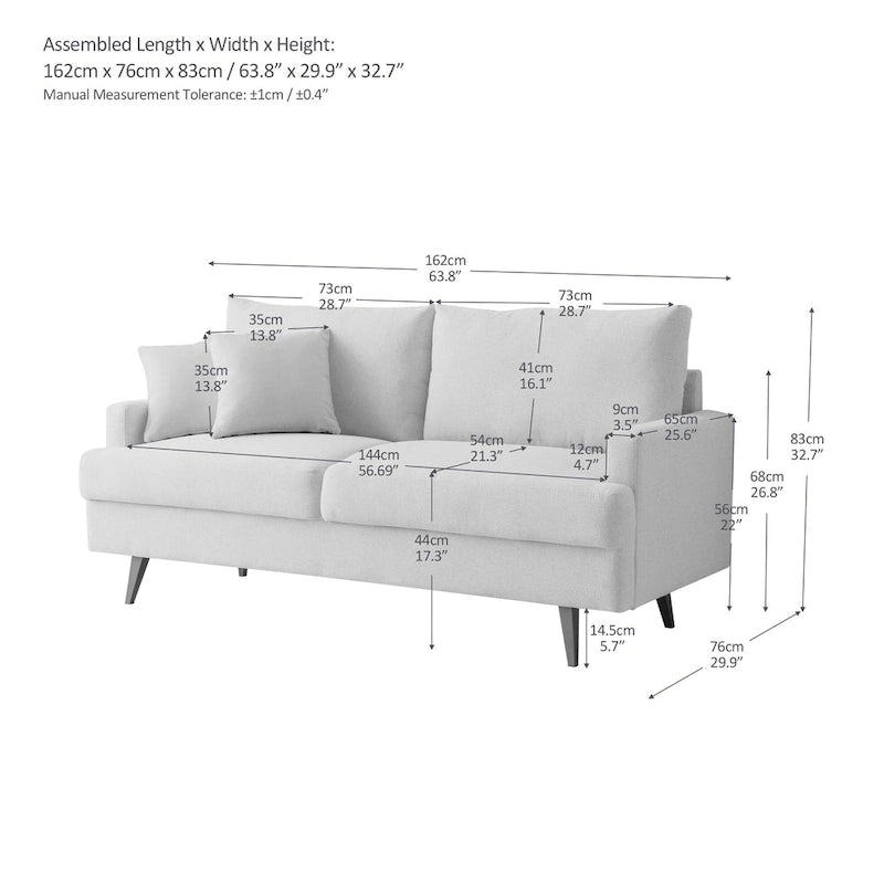 Fabric Upholstered Loveseat Modern Sofa Couch for Living Room Bedroom Apartment