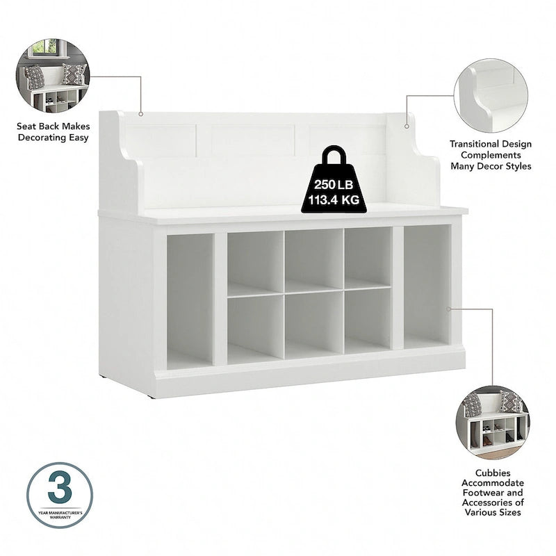 Woodland Hall Trees and Shoe Bench with Drawers by Bush Furniture