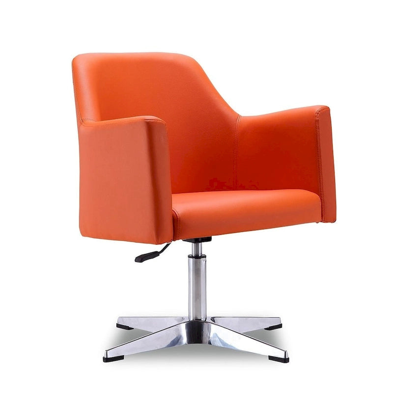 Manhattan Comfort Pelo Chrome Faux Leather Adjustable Height Swivel Accent Chair (Set of 2)