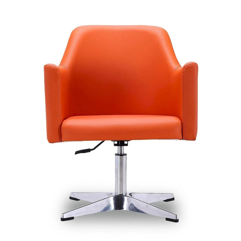 Manhattan Comfort Pelo Chrome Faux Leather Adjustable Height Swivel Accent Chair (Set of 2)