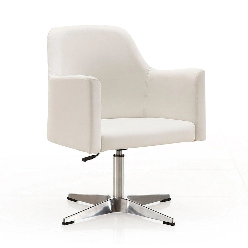 Manhattan Comfort Pelo Chrome Faux Leather Adjustable Height Swivel Accent Chair (Set of 2)