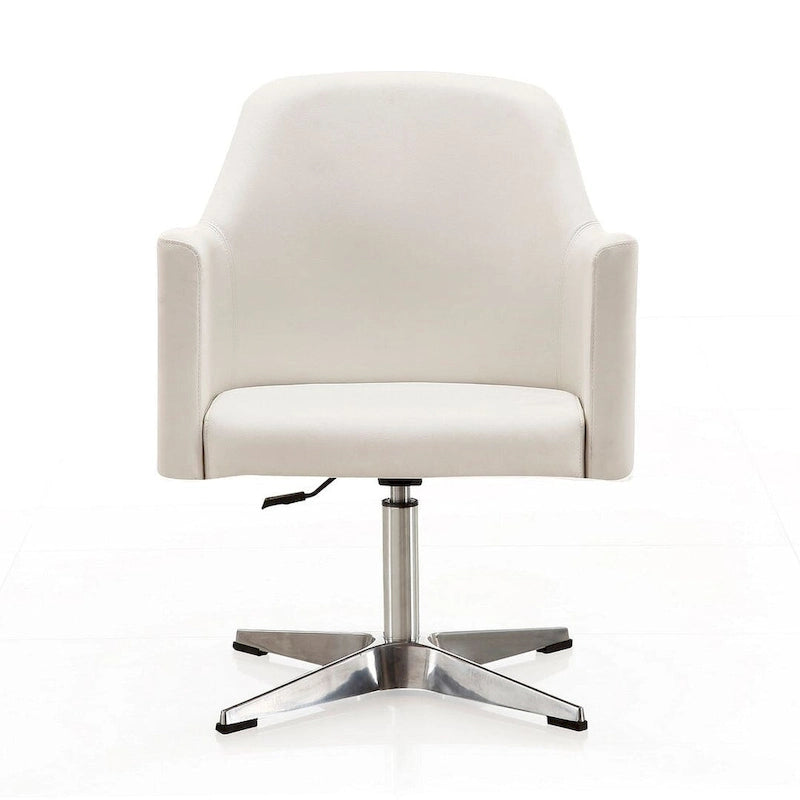 Manhattan Comfort Pelo Chrome Faux Leather Adjustable Height Swivel Accent Chair (Set of 2)