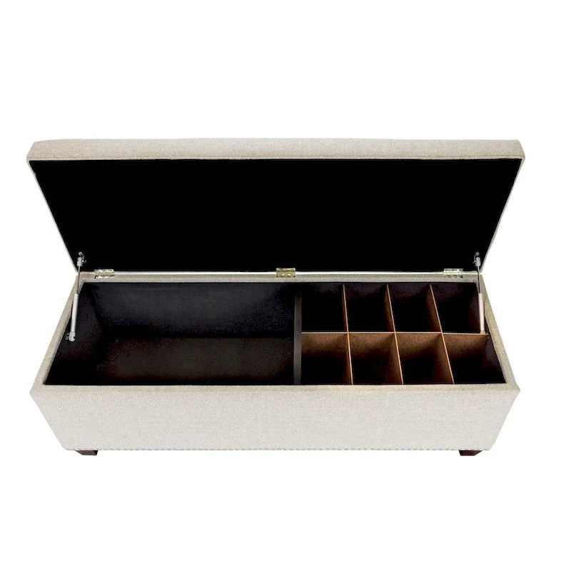 SOLE SECRET DUO 6 Button Nail Linen & Shoe Storage Bench - NOVA