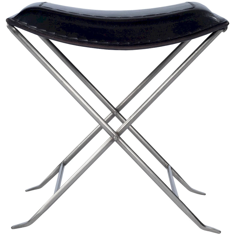 Handmade Butler Melton Leather Stool (India)