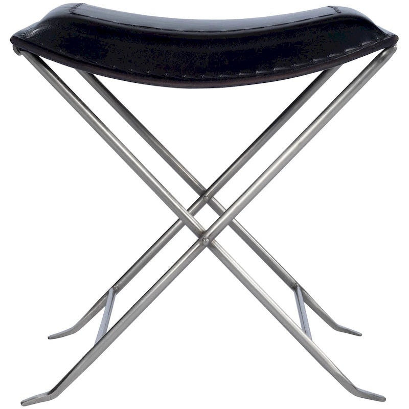 Handmade Butler Melton Leather Stool (India)