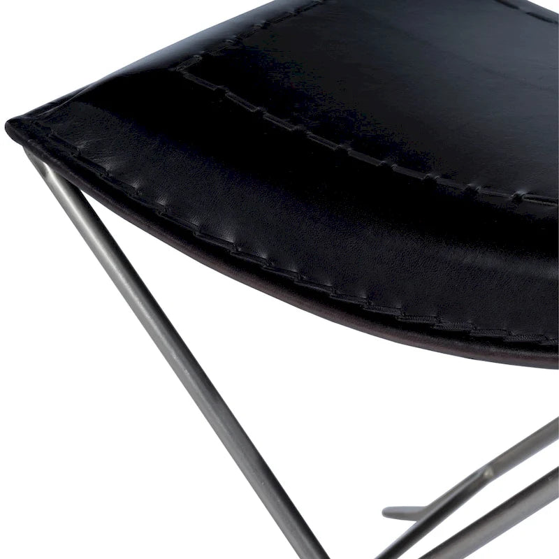 Handmade Butler Melton Leather Stool (India)