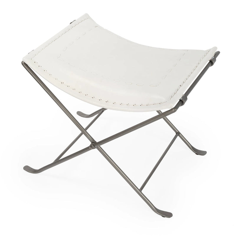 Handmade Butler Melton Leather Stool (India)