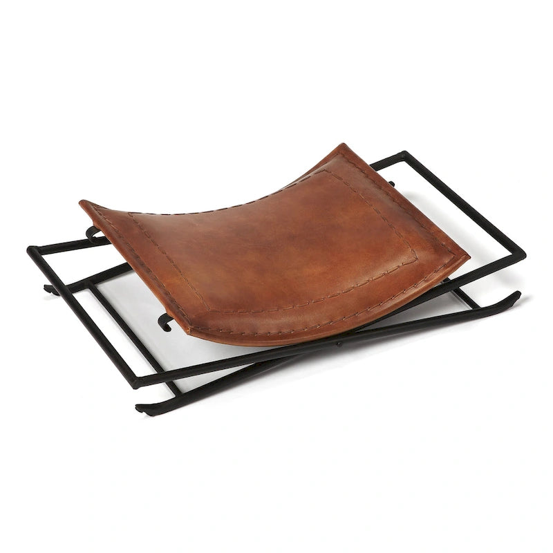 Handmade Butler Melton Leather Stool (India)