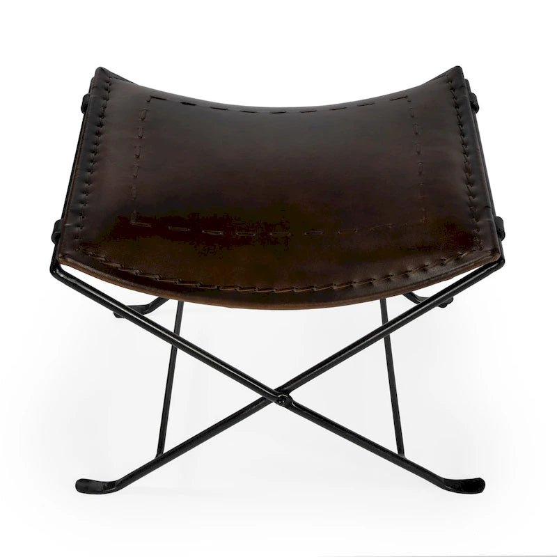 Handmade Butler Melton Leather Stool (India)