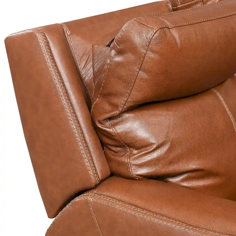 Newport Power Top Grain Leather Reclining Loveseat with Console by Greyson Living