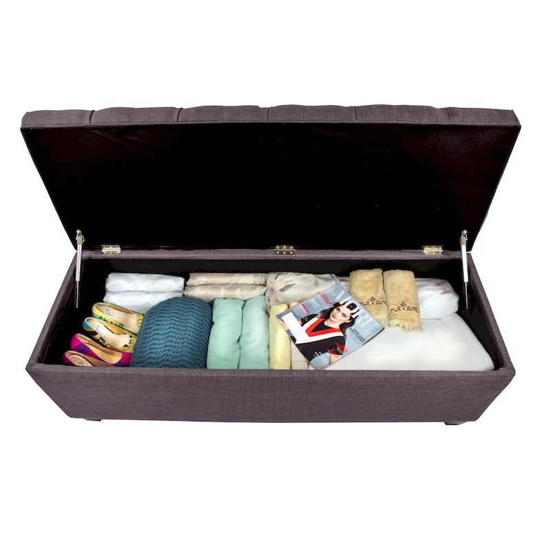 Sole Secret Diamond-tufted Linen Storage Bench