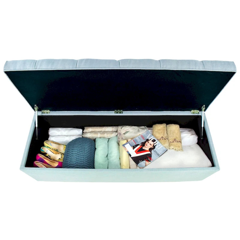 Sole Secret Diamond-tufted Linen Storage Bench