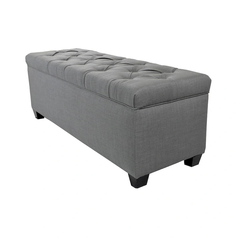 Sole Secret Diamond-tufted Linen Storage Bench