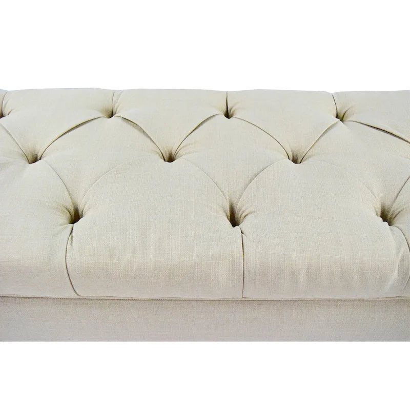 Sole Secret Diamond-tufted Linen Storage Bench